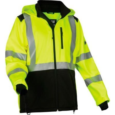ERGODYNE High Visibility SoftShell Water Resistant Jacket, Type R Class 3, Lime, Small 23522